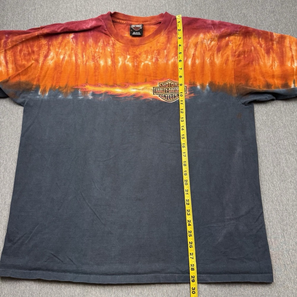 Harley Davidson Shirt XL Tie Dye Long Sleeve USA Motorcycle Flame Vtg Texas - Picture 4 of 15